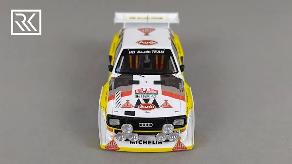 Zdjęcie modelu Spark Audi Sport Quattro S1, Walter Rohrl & Christian Geistdorfer, Rallye de Portugal 1986, edycja limitowana dla Rallye-Fanshop 1 z 300