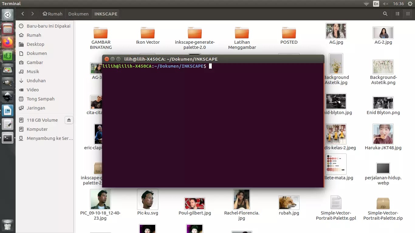 Membuka terminal Ubuntu di Nautilus langsung masuk foldernya