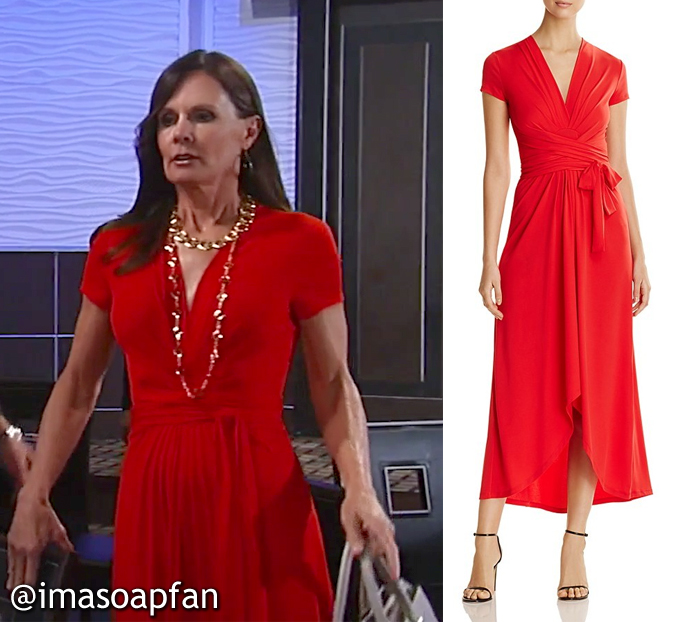Lucy Coe, Lynn Herring, Red Wrap Style Jersey Dress, Michael Kors, GH, General Hospital