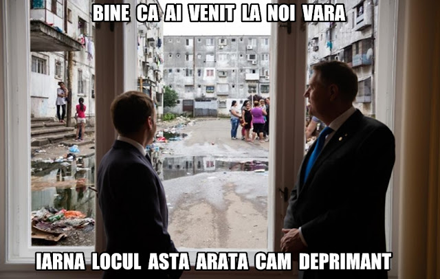 Iohannis si Macron la fereastra