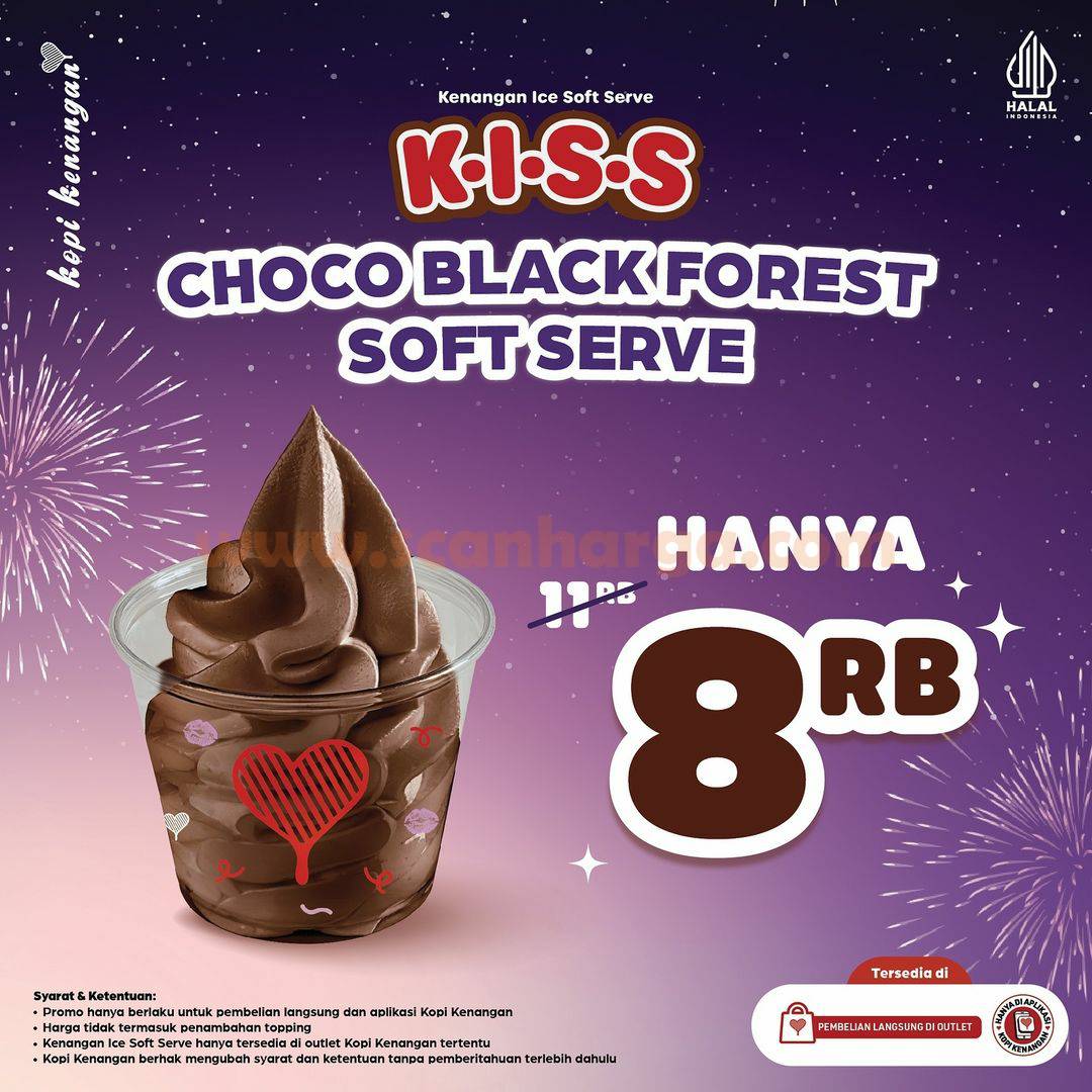 KOPI KENANGAN Promo KISS Ice Cream Soft Serve Choco Black Forest hanya Rp. 8.000