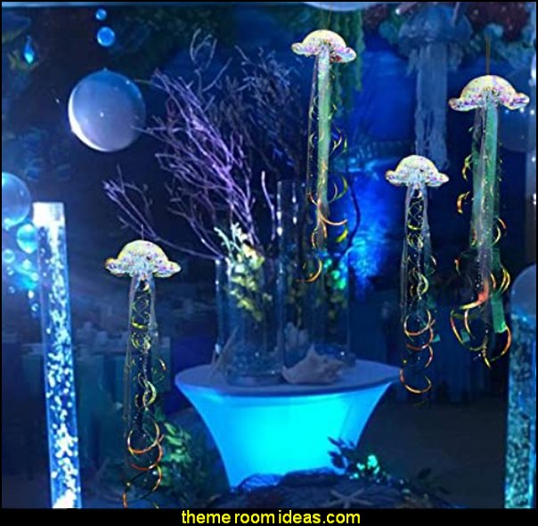 Jelly Fish Hanging Decoration Glitter Iridescent Jellyfish Under The Sea Little Mermaid decorations