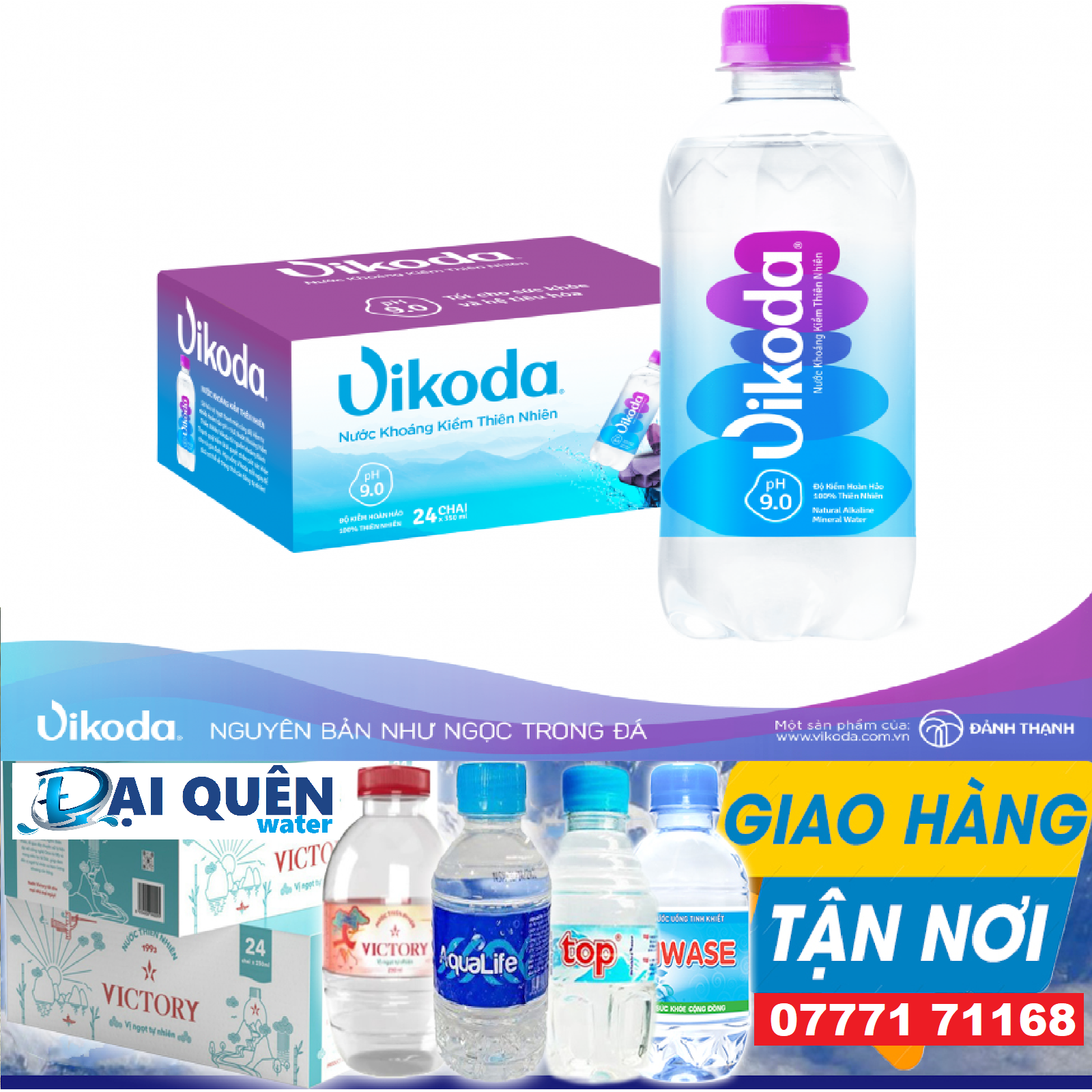 Nước khoáng kiềm Vikoda Đảnh Thạnh chai nhỏ 350ml