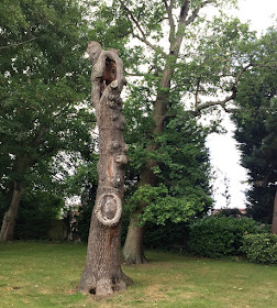 Monolithed oak tree in The Knoll, Hayes, 25 July 2017.