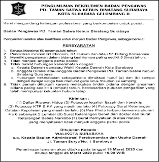 Rekrutmen Badan Pengawas PD Taman Satwa KBS Kota Surabaya