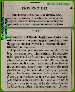 oración propia deste día, conforme nola presenta a novena dixitalizada pola Biblioteca Nacional de Uruguay e que fora impresa en Montevideo, no ano 1842, anterior á edición que temos en Louredo.