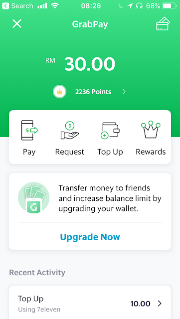 GrabPay top-up success via online banking