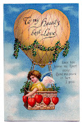 Vintage Valentine's Day Clip ArtCupid in Heart Shaped Balloon (cupid valentine graphicsfairy )