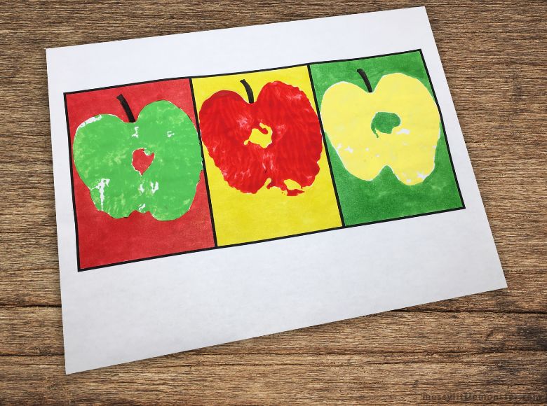 Apple stamping pop art for kids