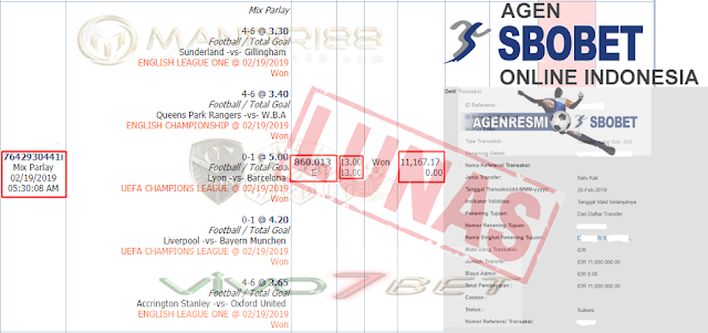  Selamat Kepada DxxxER SxxxxxxL yang sedang beruntung memenangkan Jackpot MIX PARLAY