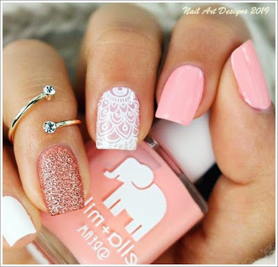 Pink nails designs, pink nails ideas 2019, black and pink, white and pink nails