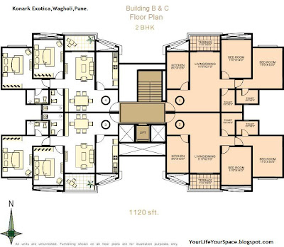 Kitchen Design Layout Floor Plans on Konark Exotica 2 Bhk Floor Plan