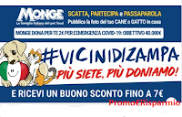 Logo Monge #ViciniDiZampa : ricevi un buono sconto fino a 7€ e Monge sosterrà la Protezione Civile