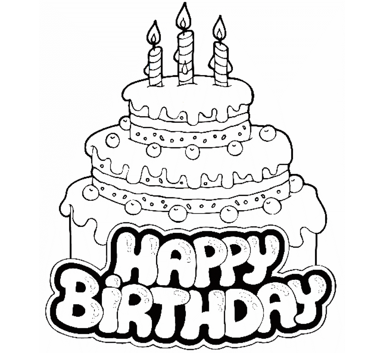 Drawing Free Wallpaper: Happy Birthday Cake For Kid Coloring Drawing ...