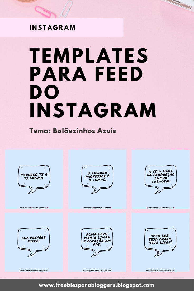 Templates Para O Feed Do Instagram: Modelo Balõezinhos Azuis (Grátis Para Baixar)