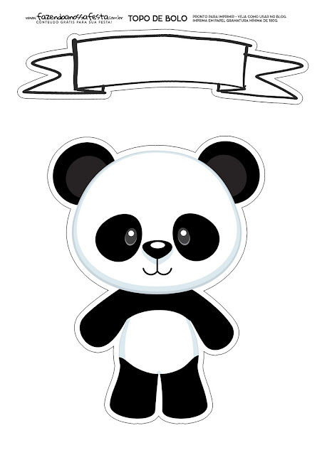 Osito Panda: Toppers para Tartas, Bizcochos o Pasteles para Imprimir Gratis.