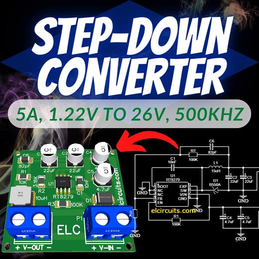 5A, 1.22V to 26V, 500kHz Step-Down Converter Using RT8289 IC with PCB