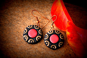 Black color terracotta earring for girls - quillingpaperdesigns