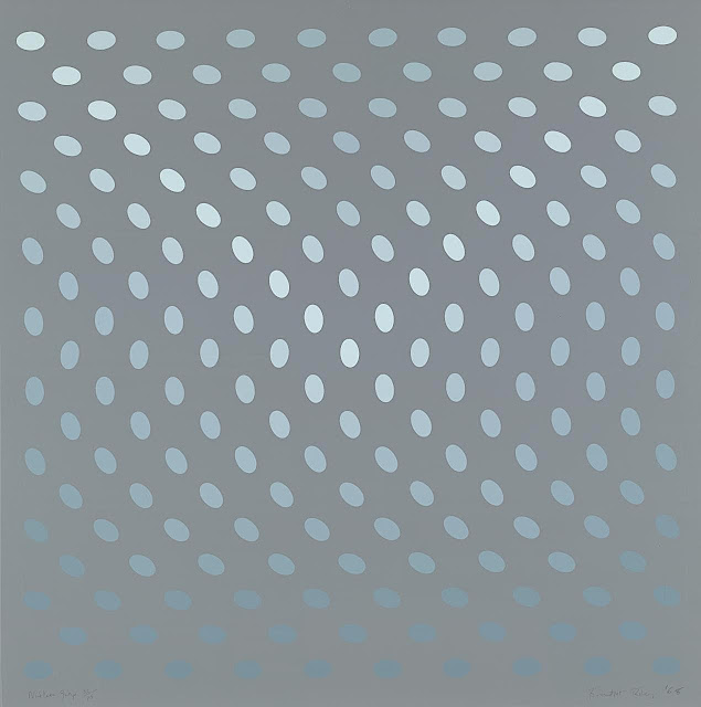 Bridget Riley art, blue dots