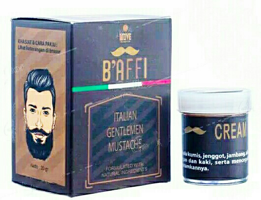 Jual Cream Baffi Mustache & Beard Penumbuh Rambut Kumis Alis Jambang dan Jenggot di Surabaya