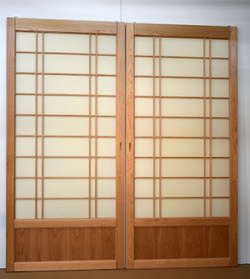 Cherry Shoji Screens with lower door panels