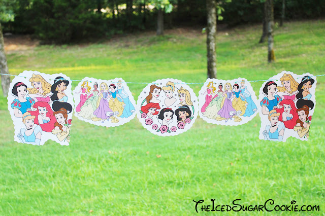 Disney Princesses Birthday Party DIY Banner Idea-The Little Mermaid Ariel, Sleeping Beauty Aurora, Cinderella, Snow White, Beauty And The Beast Belle,The Princess And The Frog, Aladdin Jasmine