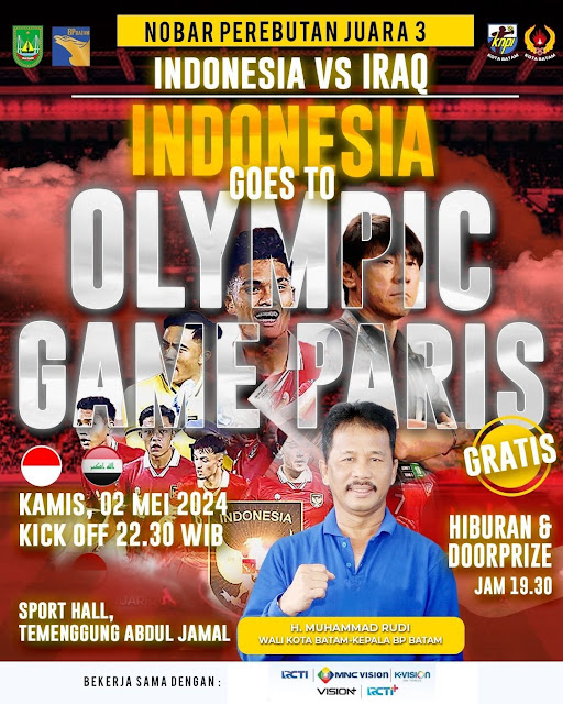 Nobar Perebutan Juara 3 Indonesia VS Iraq 2 Mei 2024 Sport Hall, Temenggung Abdul Jamal