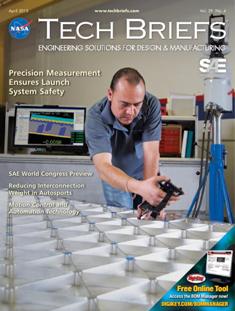 NASA Tech Briefs. Engineering solutions for design & manufacturing - April 2015 | ISSN 0145-319X | TRUE PDF | Mensile | Professionisti | Scienza | Fisica | Tecnologia | Software
NASA is a world leader in new technology development, the source of thousands of innovations spanning electronics, software, materials, manufacturing, and much more.
Here’s why you should partner with NASA Tech Briefs — NASA’s official magazine of new technology:
We publish 3x more articles per issue than any other design engineering publication and 70% is groundbreaking content from NASA. As information sources proliferate and compete for the attention of time-strapped engineers, NASA Tech Briefs’ unique, compelling content ensures your marketing message will be seen and read.