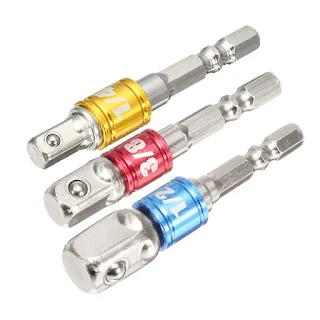 The 1/4 inch hex shank fits all quick change chucks as well as standard drill chucks Spring-loaded ball bearing on head holds sockets securely hown - store