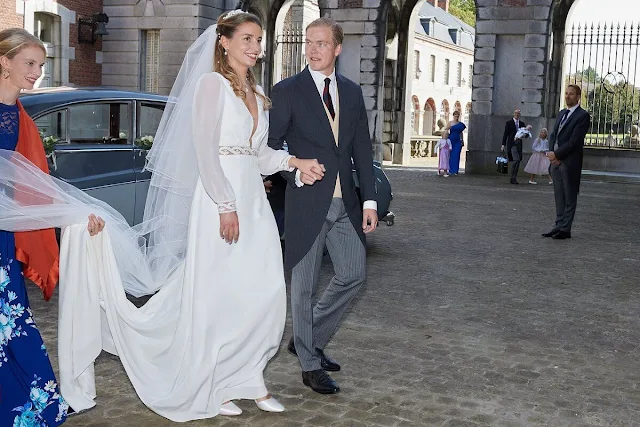 Princess Stephanie wore an one-shoulder gown by Taller Marmo. Princess Marie Astrid wore a ruffled dress by Zimmermann