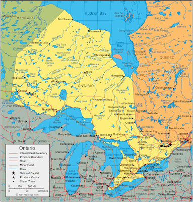 Canoeing -Tales From The Paddle: Ontario Map &amp; Satellite Image | Roads 