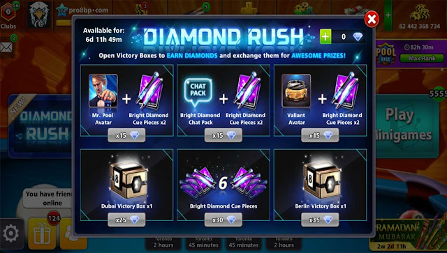 Diamond Rush Free Rewards 8 ball pool