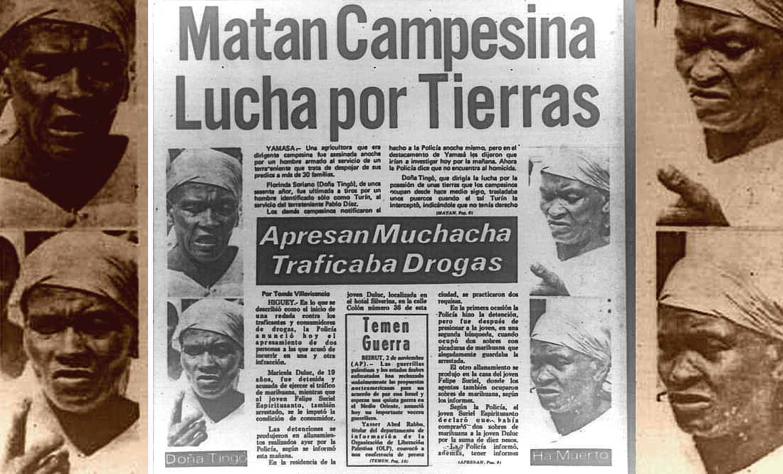 Newspaper clipping reporting on the murder of Mama Tingó