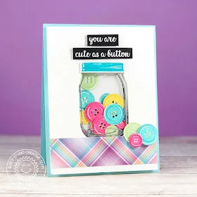 Sunny Studio Stamps: Cute As A Button and Vintage Jar Shaker Card by Amy Yang