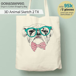 OceanSeven_Shopping Bag_Tas Belanja__Nature & Animal_3D Animal Sketch 2 TX