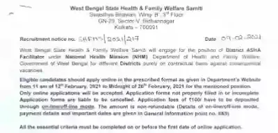 West Bengal Asha Facilitator Recruitment