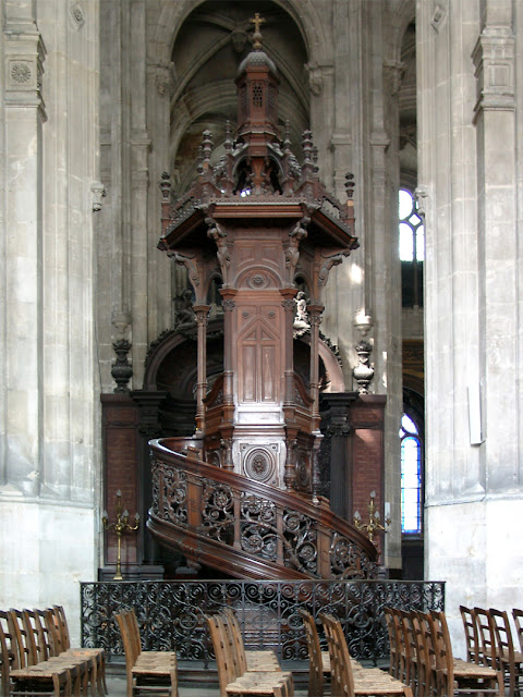 Pulpit by Victor Baltard, sculpted by Victor Pyanet, Église Saint-Eustache, Church of St. Eustache, Impasse Saint-Eustache, Quartier des Halles, 1st arrondissement, Paris