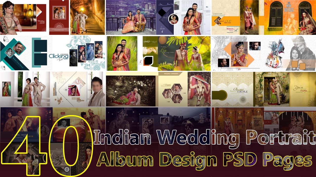 Wedding Portrait Album Design PSD Pages