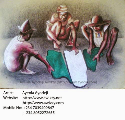 african art painting by best artist in nigeria and renown nigerian painter ayeola ayodeji abiodun