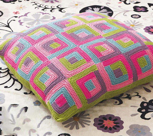 Multi-coloured Squares Cushion - Free Pattern  