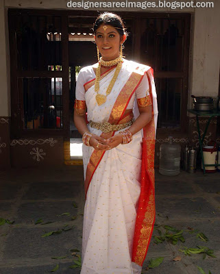 South Indian Actress Prathishta in White Colour Bridal Silk Saree