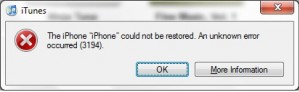 iTunes Error 3194