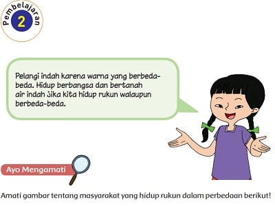 Kunci Jawaban Tema 2 Kelas 6 Pembelajaran 2 Subtema 1 Rukun dalam Perbedaan