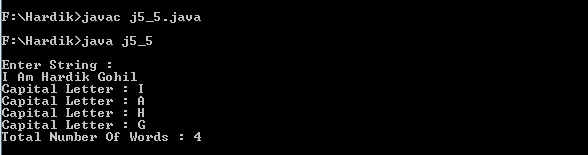 Java Program to Count the Number of Capital Letters in Word