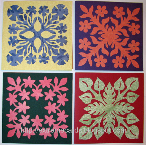 I wanted to make some kirigami cards inspired by Hawaiian quilt designs