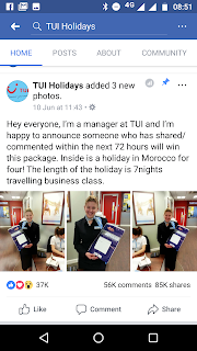 Facebook TUI Scam Holiday Competition