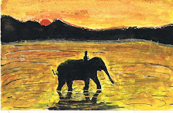 Basan's painting-elephant riding, 1989