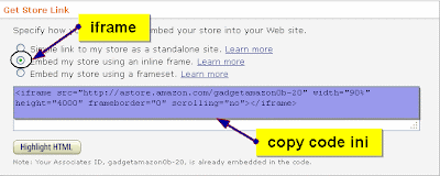 iframe Membuat Toko AMAZON