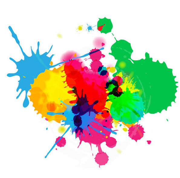 Free Vector がらくた素材庫 飛び散ったインク Colorful Bright Ink Splashes On White Background