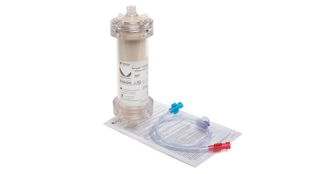 With the Seraph® 100, pathogens that would normally bind to the glycocalyx instead bind within the filter. The study aims to show that as blood filters through the Seraph® 100, the filter removes the pathogens that are causing the infection. (Photo courtesy of ExThera Medical)